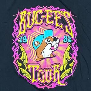 Bucees 1982 Tour Tee Unisex Size 3X / 3XL Black  Neon Graphic T-Shirt Front Back